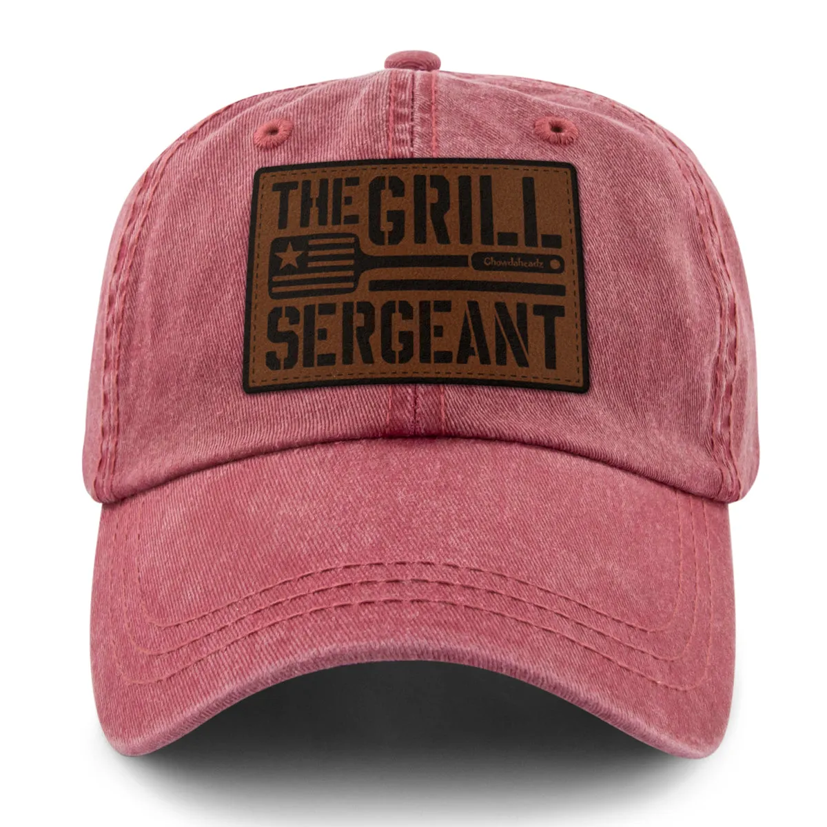 The Grill Sergeant Leather Patch Washed Dad Hat