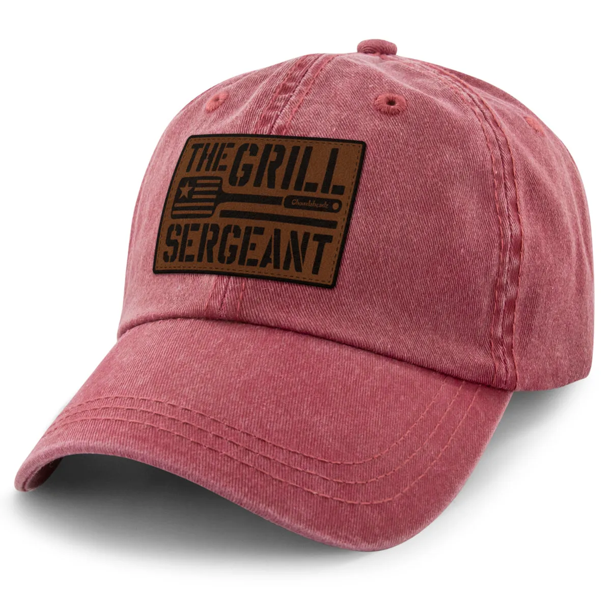 The Grill Sergeant Leather Patch Washed Dad Hat