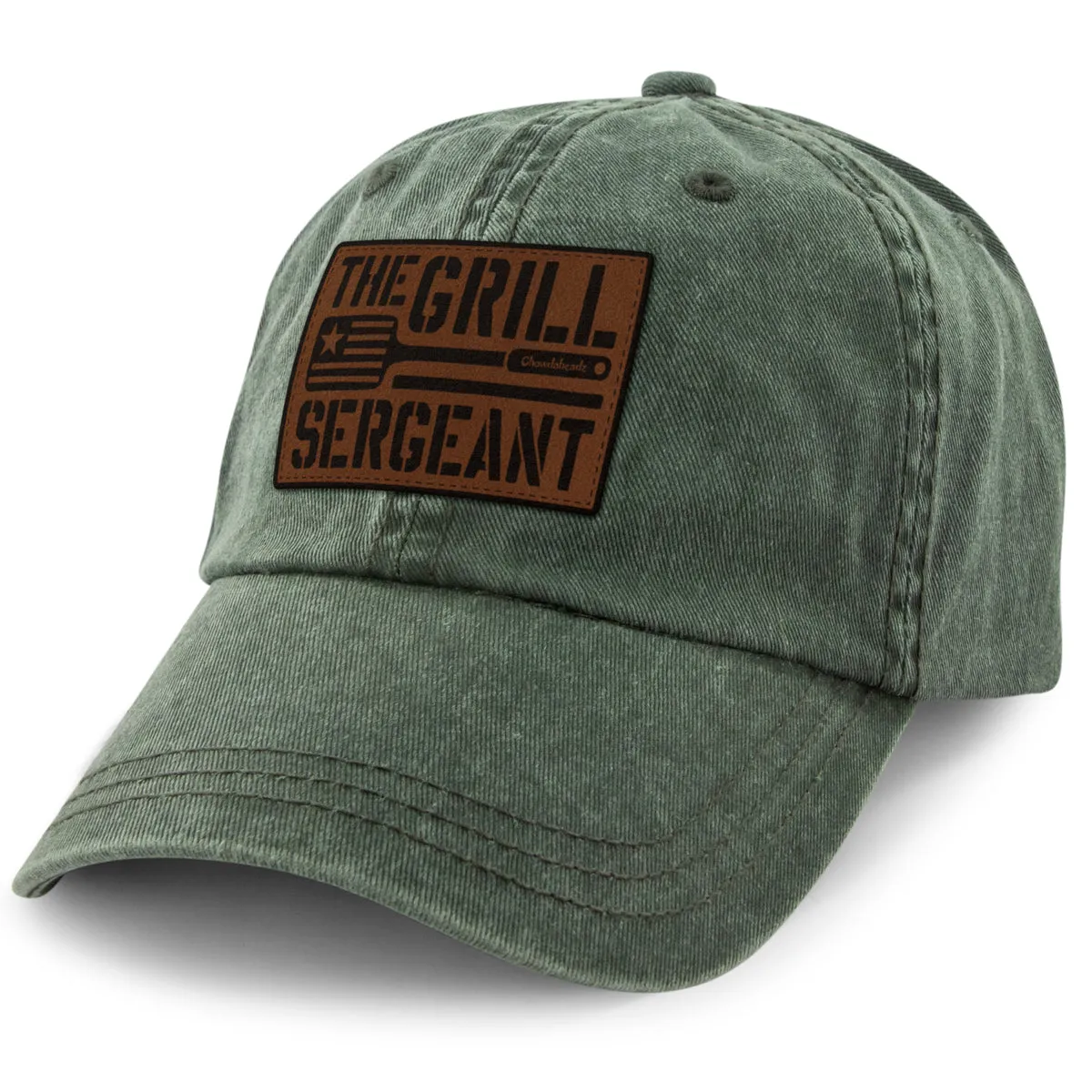 The Grill Sergeant Leather Patch Washed Dad Hat