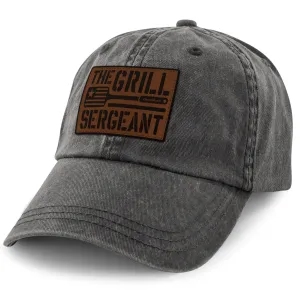 The Grill Sergeant Leather Patch Washed Dad Hat