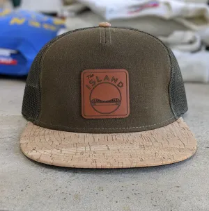 THE ISLAND LEATHER PATCH FLAT BILL HAT