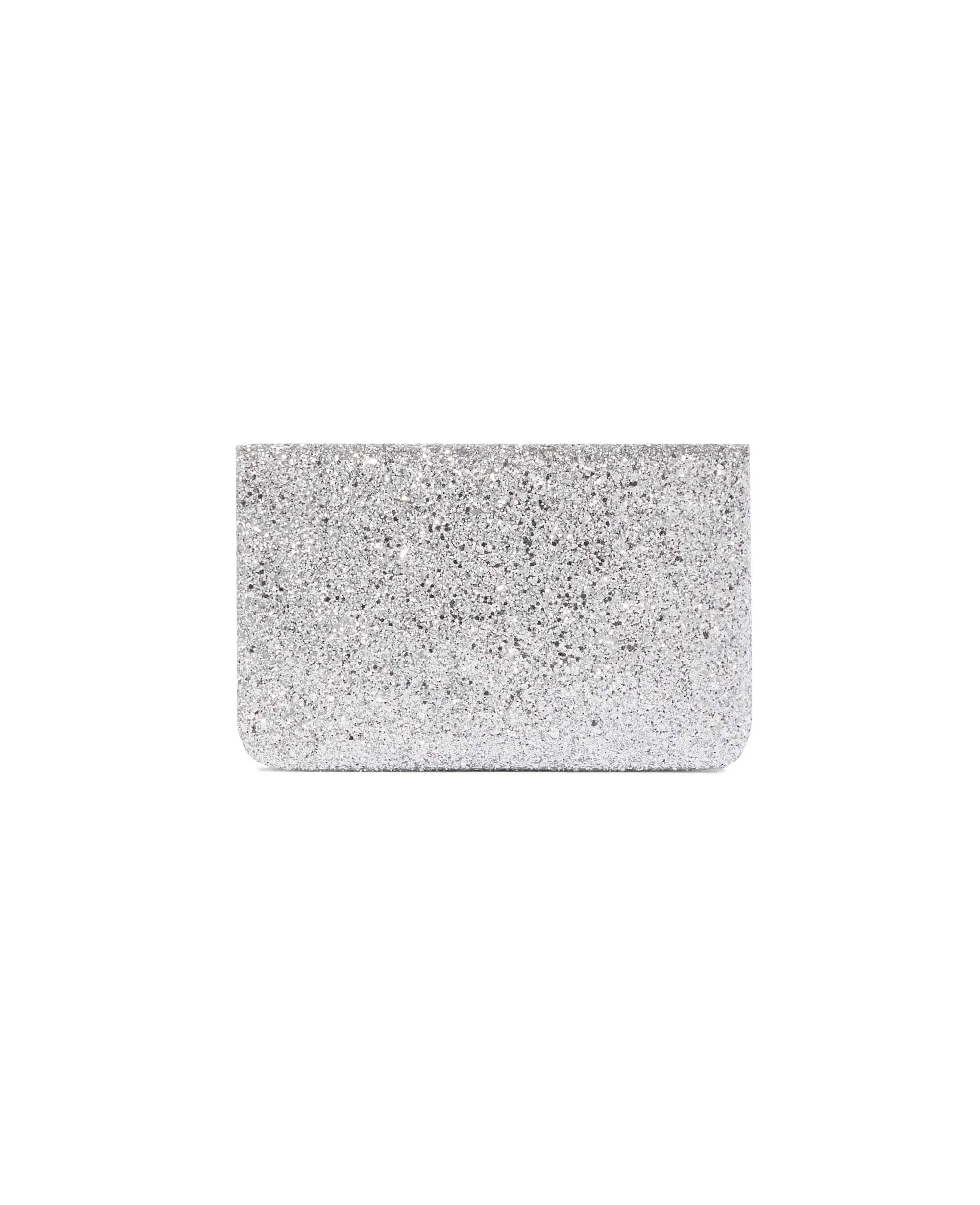 The Las Vegas Vegan Leather Glittered Clutch | Platinum