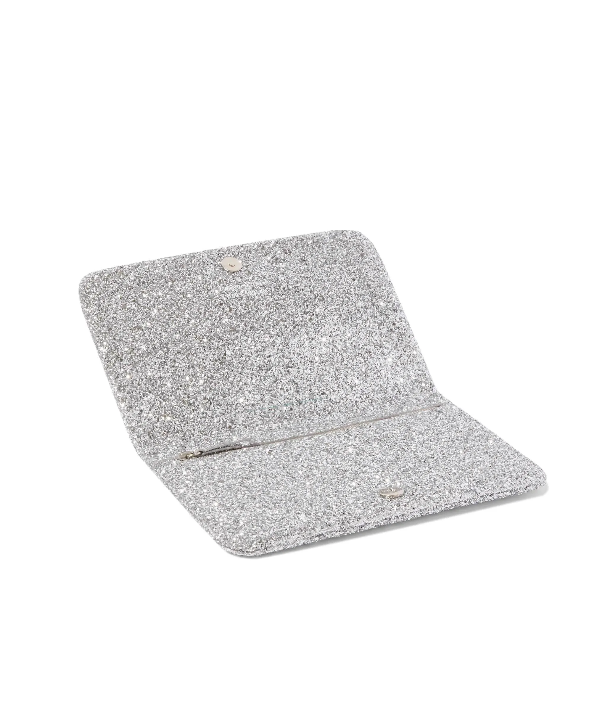 The Las Vegas Vegan Leather Glittered Clutch | Platinum
