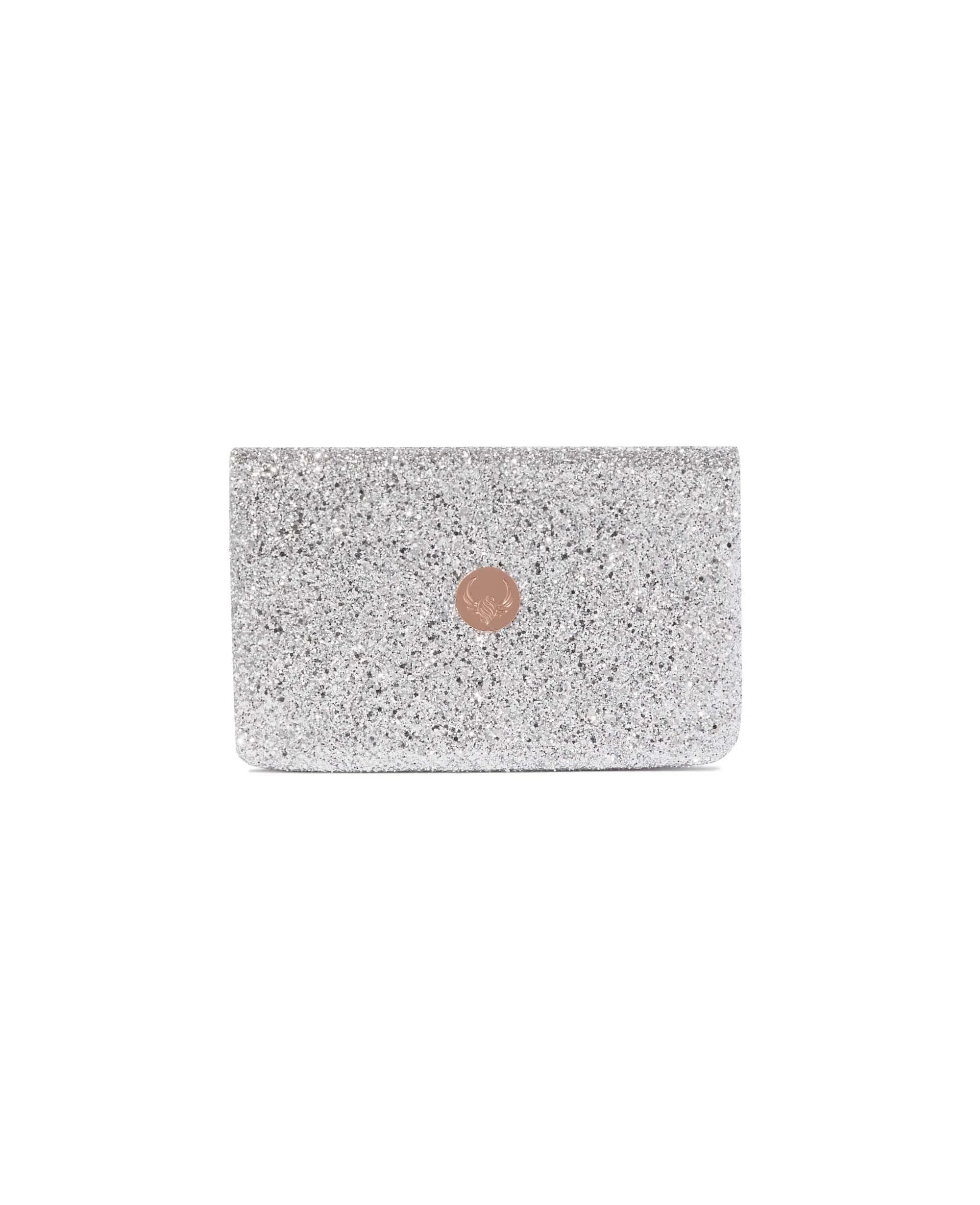 The Las Vegas Vegan Leather Glittered Clutch | Platinum