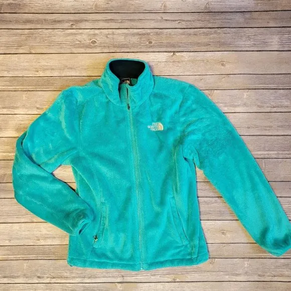 The North Face Teal Blue Long Sleeve Fleece Zip Up Jacket Women's Size Small 902