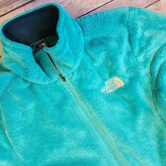 The North Face Teal Blue Long Sleeve Fleece Zip Up Jacket Women's Size Small 902