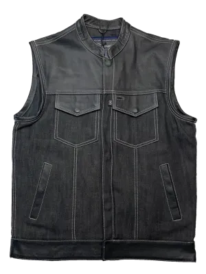The "Havoc" Club Style Denim/Leather Vest