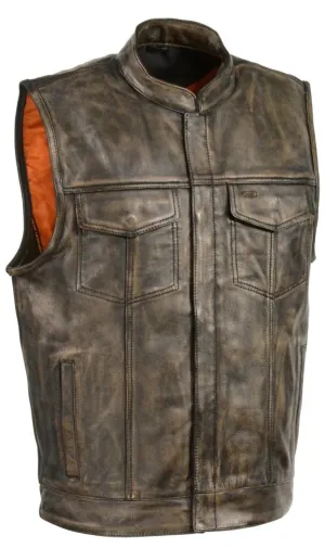 The "Savage" Distressed Brown Leather Club Vest