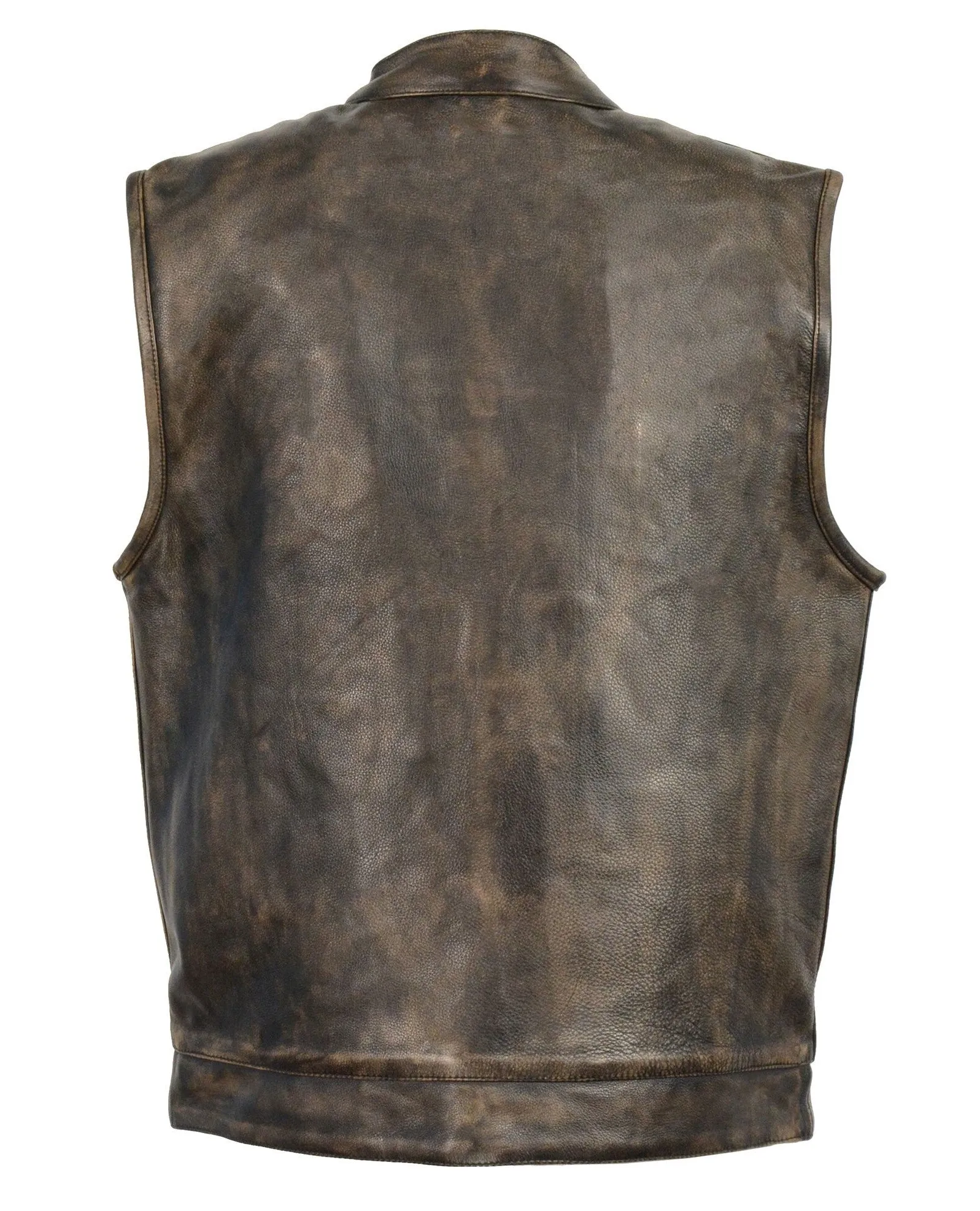 The "Savage" Distressed Brown Leather Club Vest