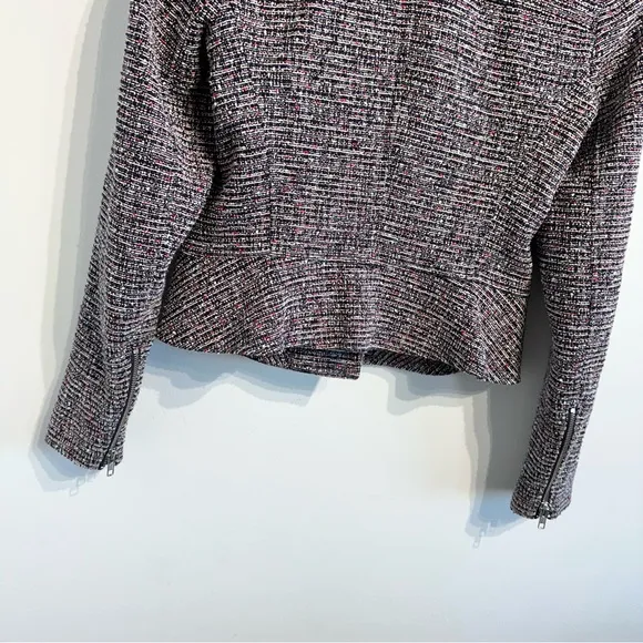 Theory Kinde Front-Zip Tweed Jacket multicolor asymmetrical zip moto