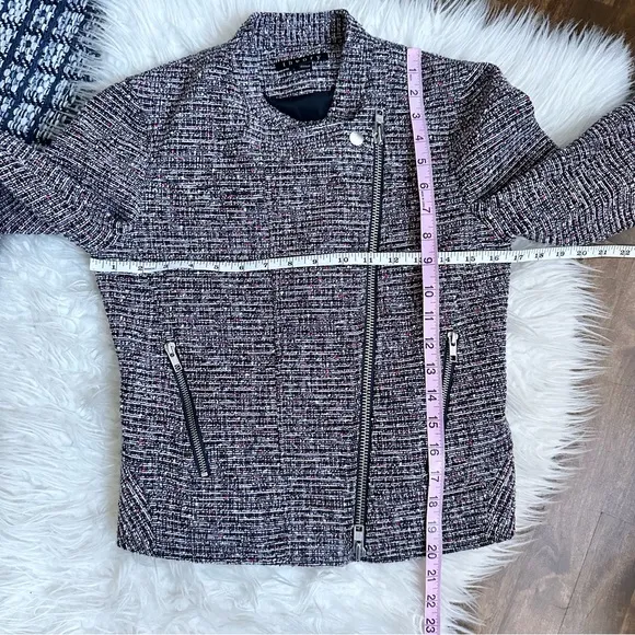 Theory Kinde Front-Zip Tweed Jacket multicolor asymmetrical zip moto