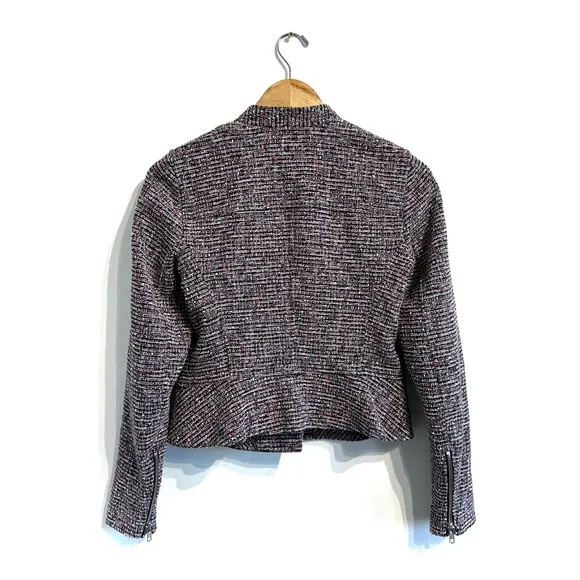 Theory Kinde Front-Zip Tweed Jacket multicolor asymmetrical zip moto
