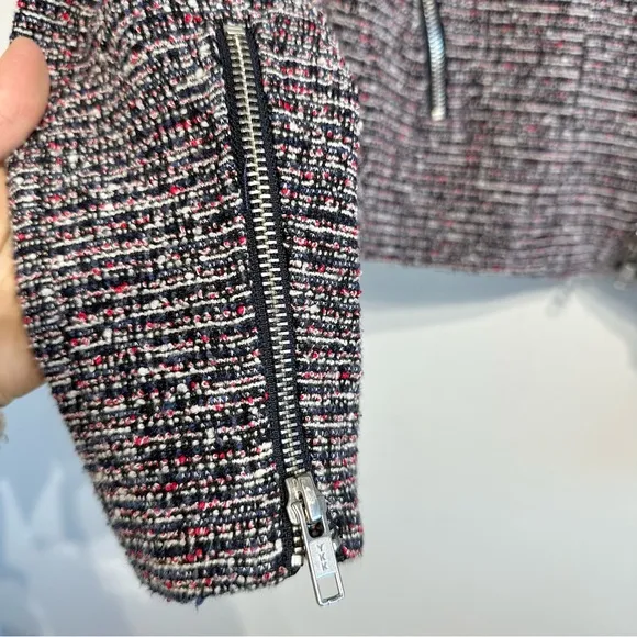 Theory Kinde Front-Zip Tweed Jacket multicolor asymmetrical zip moto