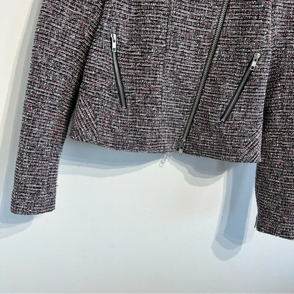 Theory Kinde Front-Zip Tweed Jacket multicolor asymmetrical zip moto