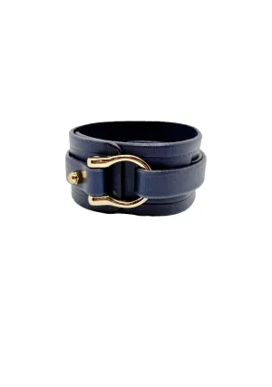 Toggle Wrap Leather Cuff, Navy