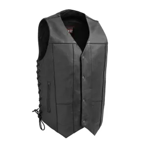 Top Biller Men's Motorcycle Western Style Leather Vest - Extreme Biker Leather