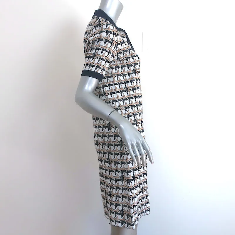 Tory Burch Polo Dress Basketweave Jacquard Knit Size Small Short Sleeve Mini