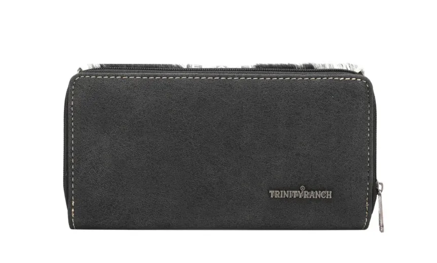 TR146-W010 Trinity Ranch Hair-On Cowhide Wallet-Turquoise