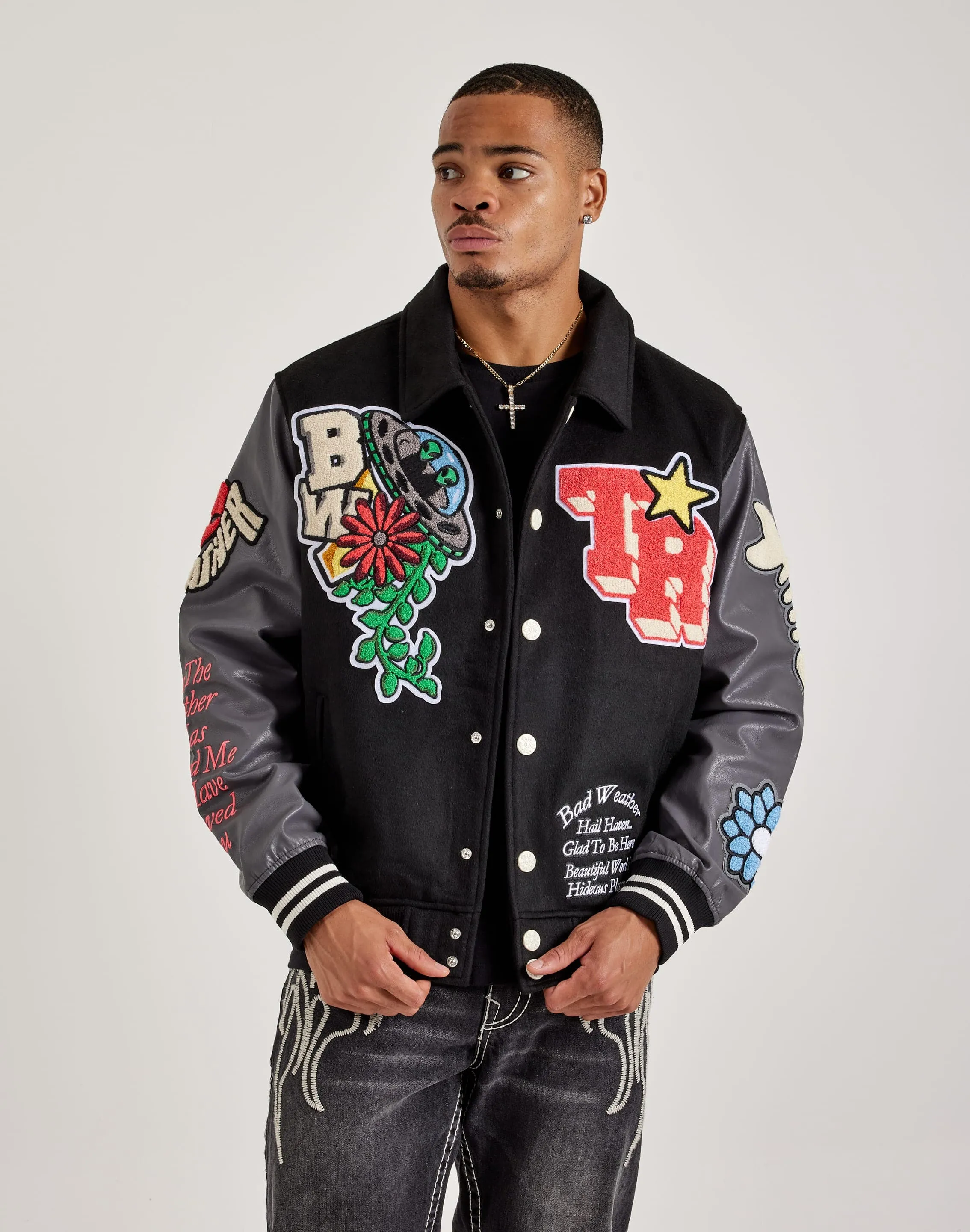 True Religion Bad Weather Varsity Jacket