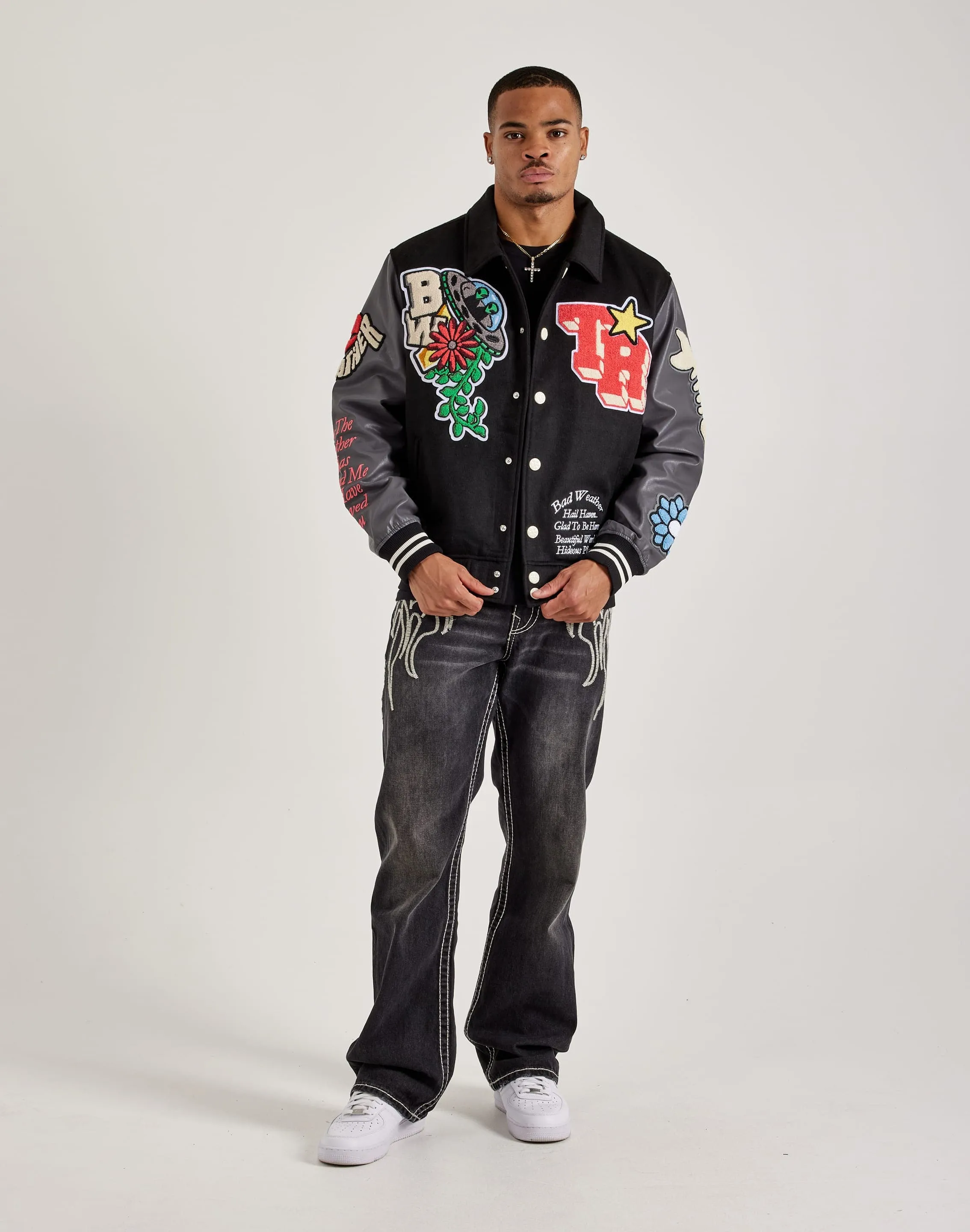 True Religion Bad Weather Varsity Jacket