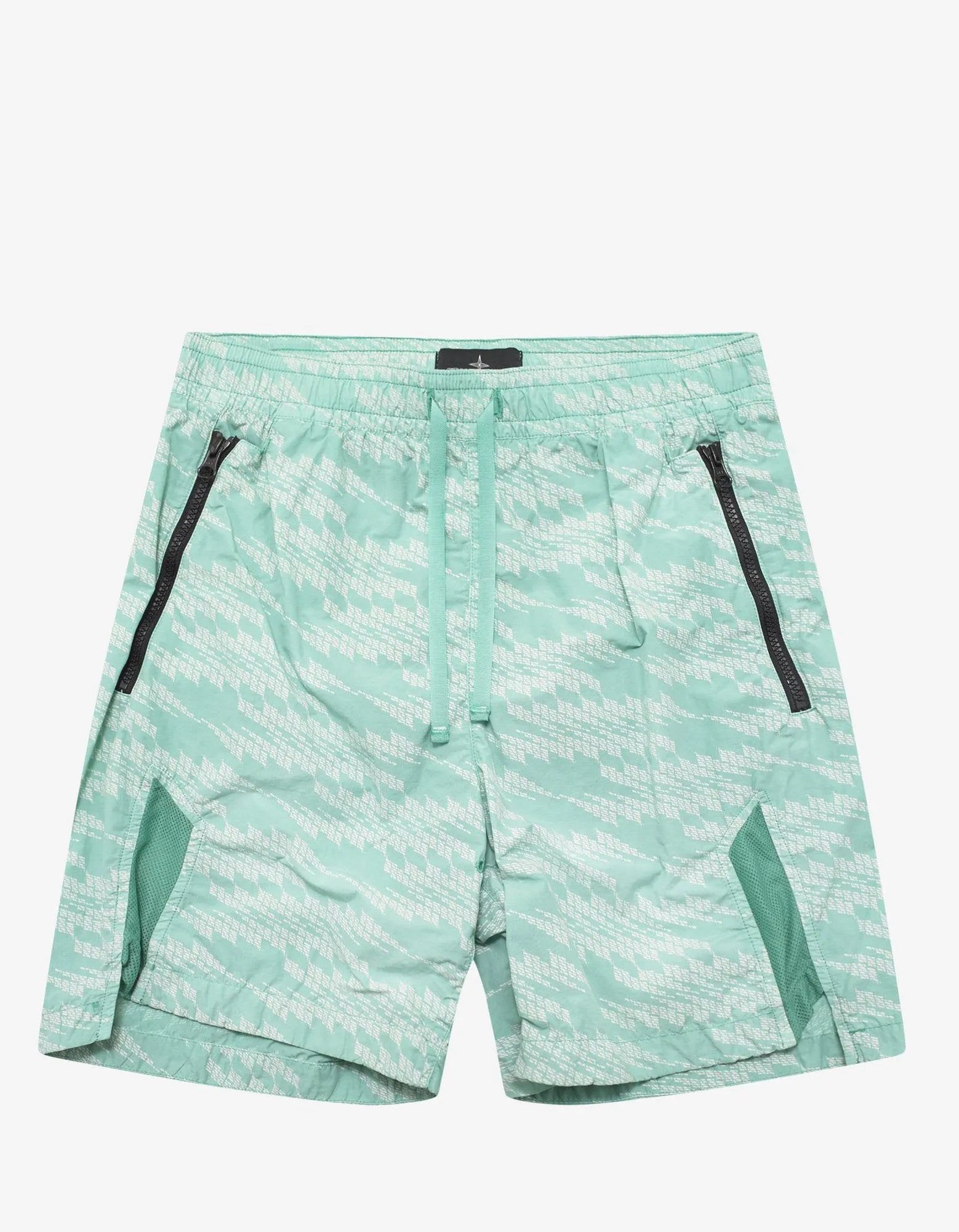 Turquoise Glitch Print Swim Shorts