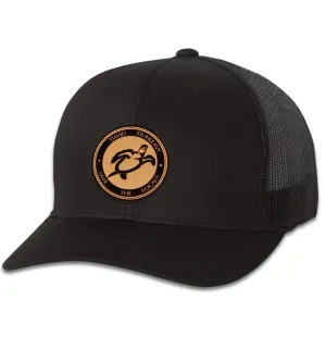 Turtle Deco 6 Panel Trucker Snap Back Black/Black Hat