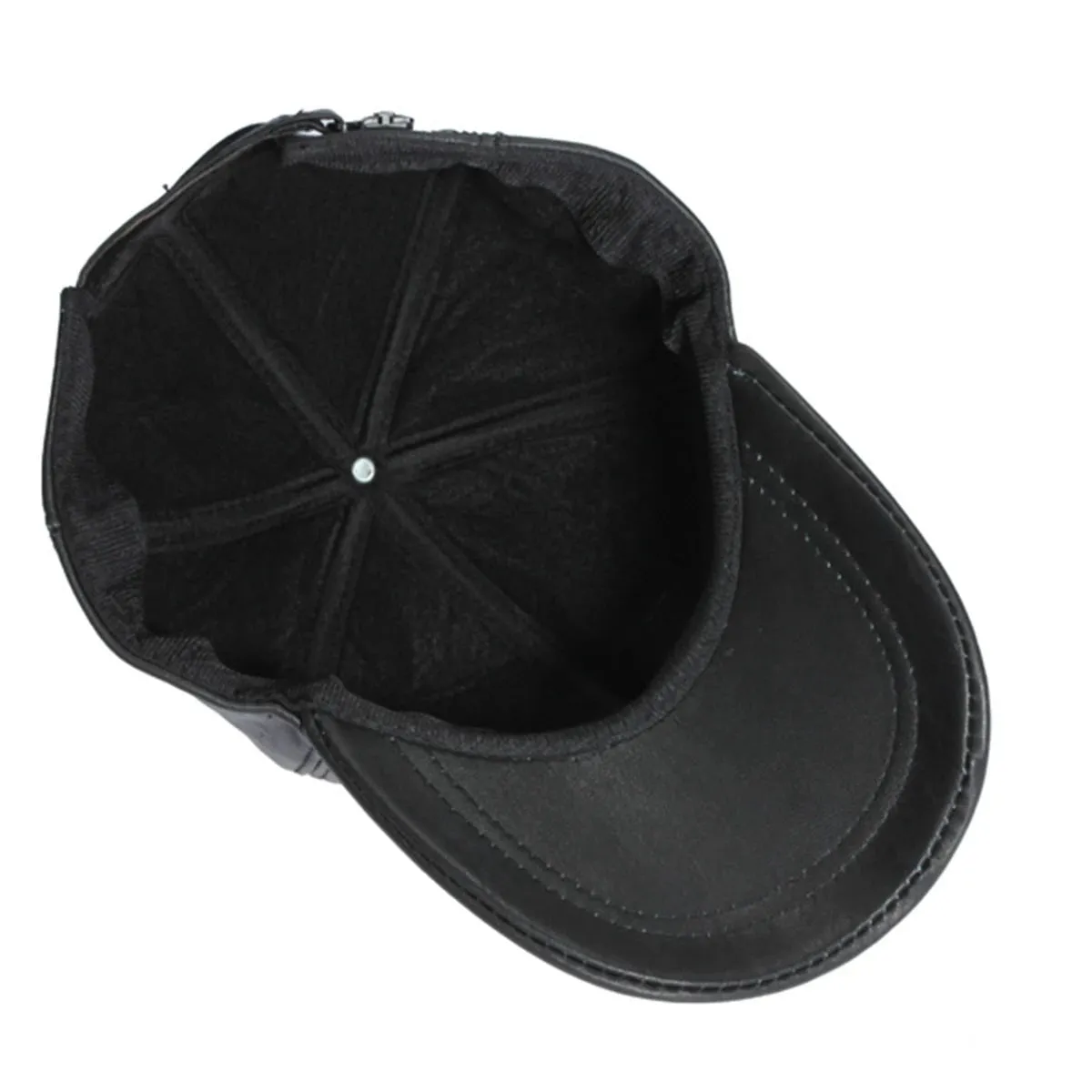 Unisex Men Women Black PU Leather Baseball Cap Hat