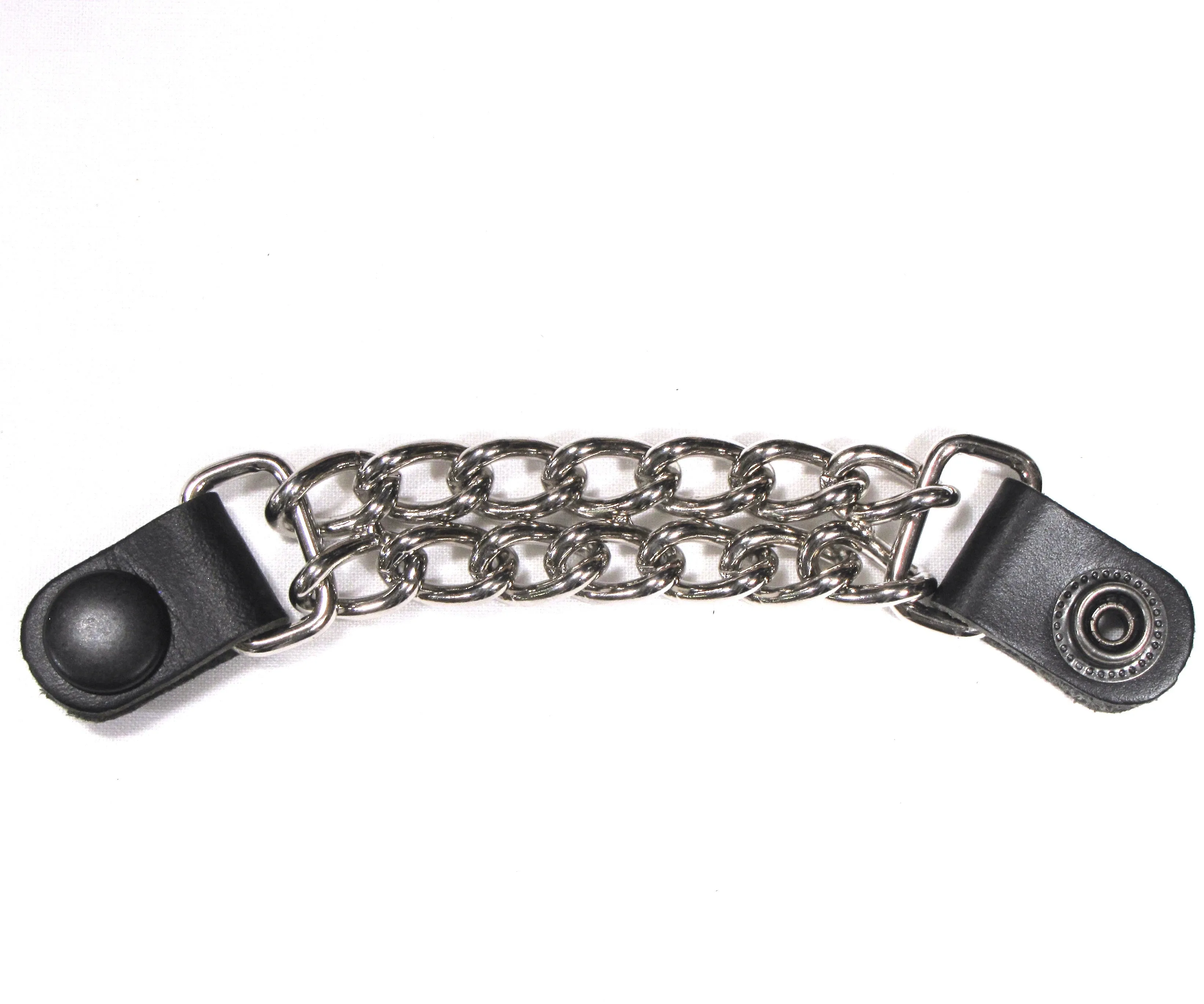 VEA-02-BB  4" Leather Vest Extender-Black Snap