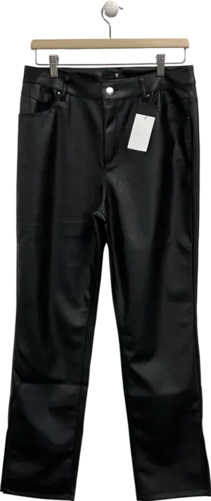 Very Black Faux Leather Split Hem Trousers UK 14