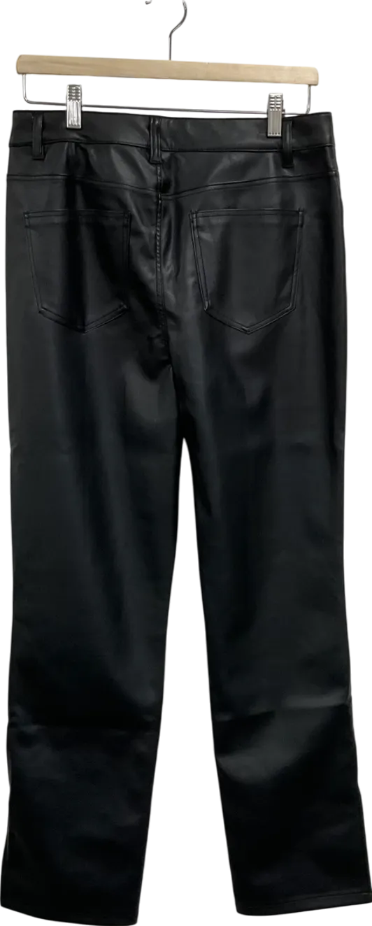 Very Black Faux Leather Split Hem Trousers UK 14