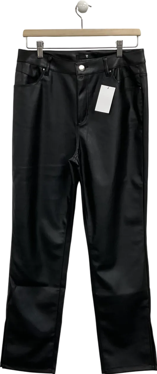 Very Black Faux Leather Split Hem Trousers UK 14