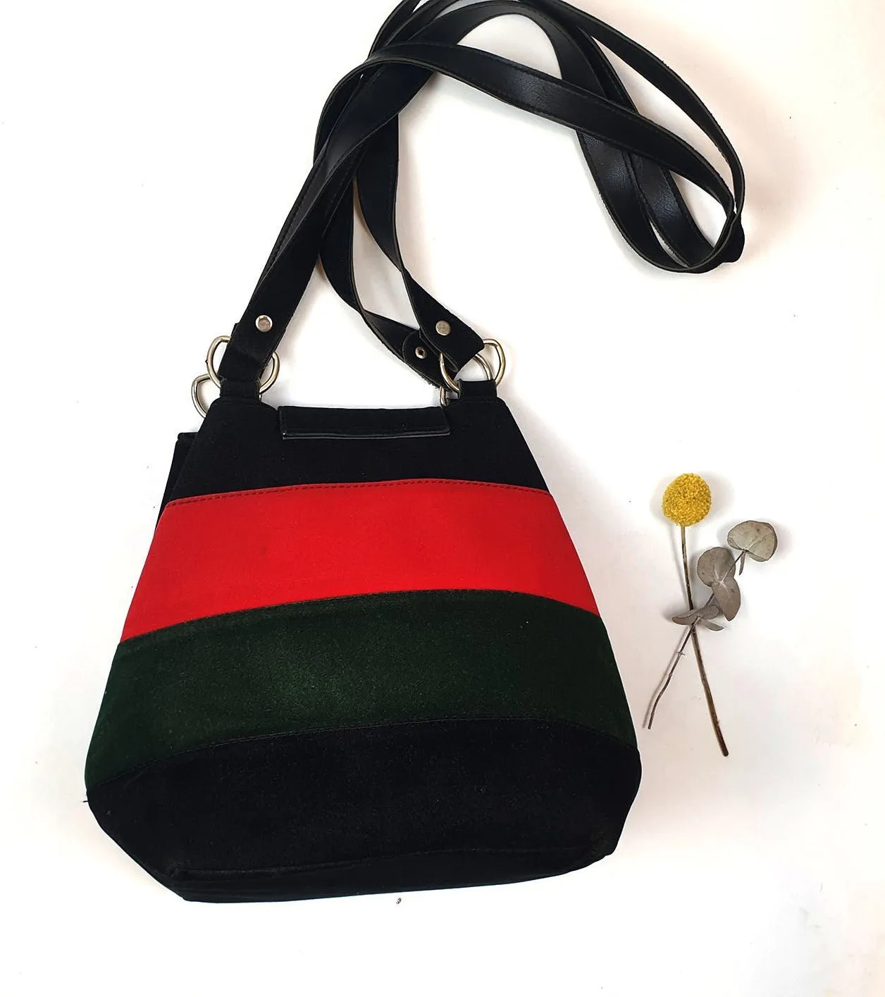 Vintage faux leather striped bag
