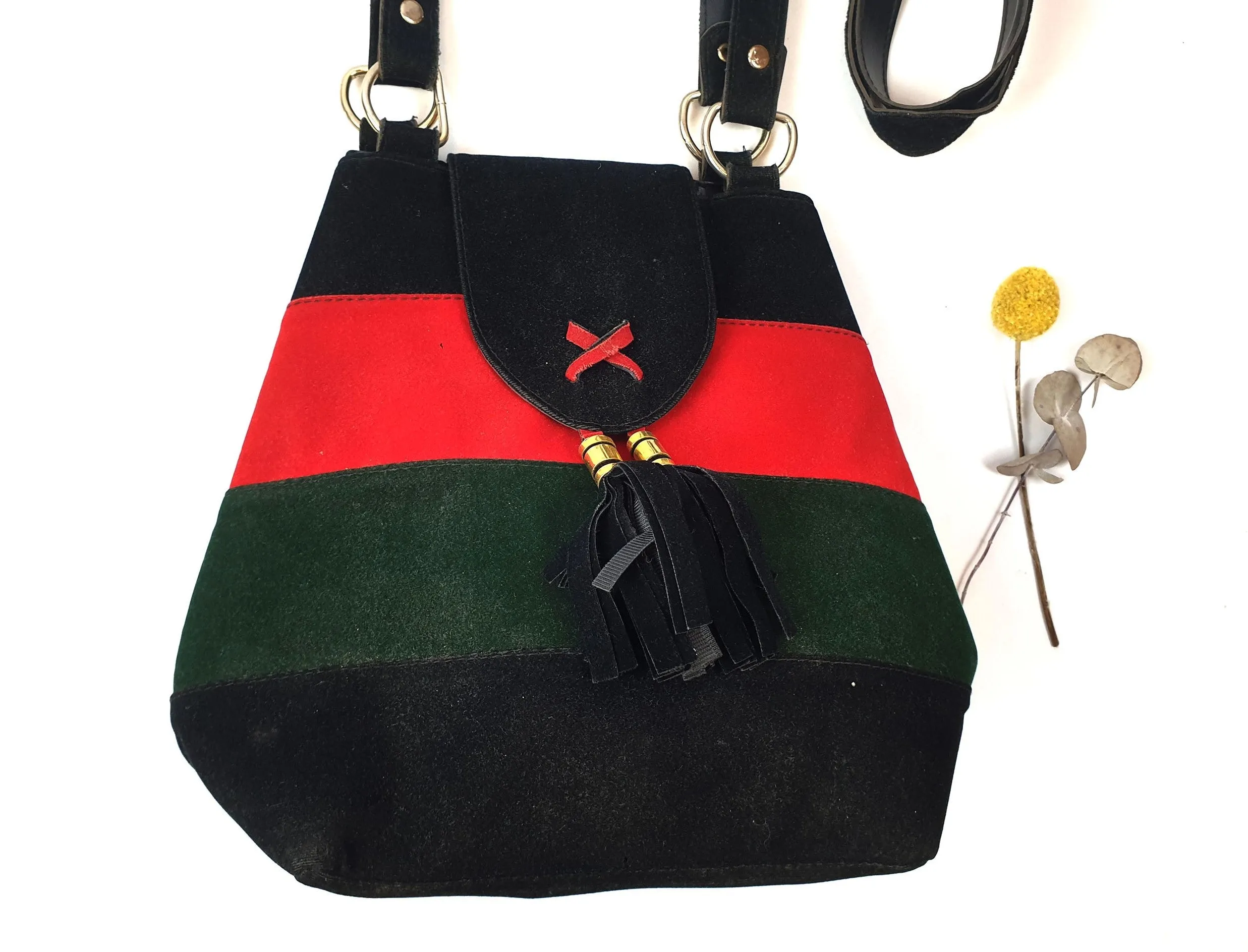 Vintage faux leather striped bag