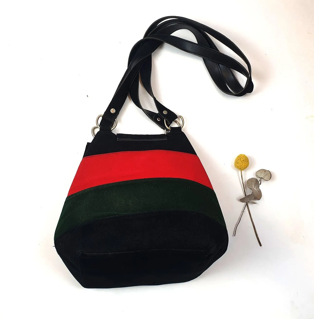 Vintage faux leather striped bag