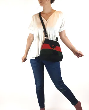 Vintage faux leather striped bag