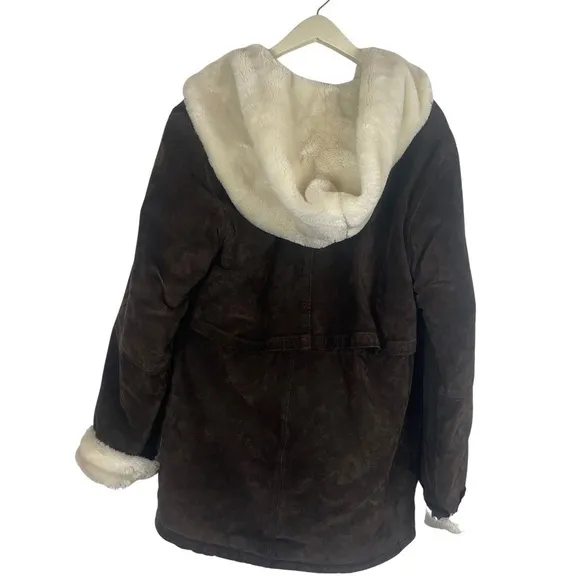 Vintage J. Percy For Marvin Richards Brown Suede Coat with White Faux Fur Lined