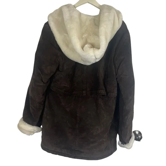 Vintage J. Percy For Marvin Richards Brown Suede Coat with White Faux Fur Lined