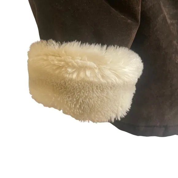 Vintage J. Percy For Marvin Richards Brown Suede Coat with White Faux Fur Lined