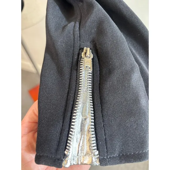 Vintage Twins Leather Military Style Black Silver Jacket Coat Size Medium