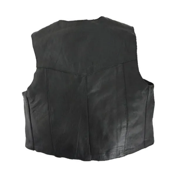 VK901 S Kid's Leather Vest Plain Side