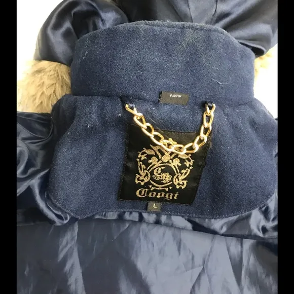 VNTG COOGI wool blend faux fur hood 🌈 Rainbow jkt