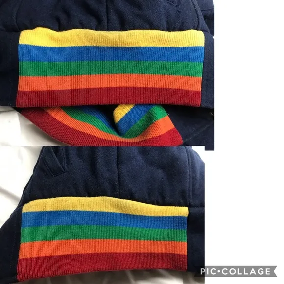 VNTG COOGI wool blend faux fur hood 🌈 Rainbow jkt