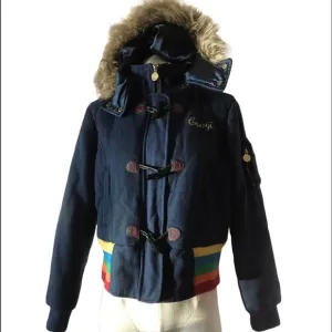 VNTG COOGI wool blend faux fur hood 🌈 Rainbow jkt