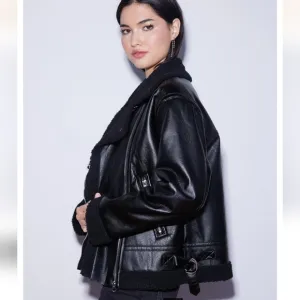 WEST OF MELROSE Faux Leather Shearling Womens Jacket