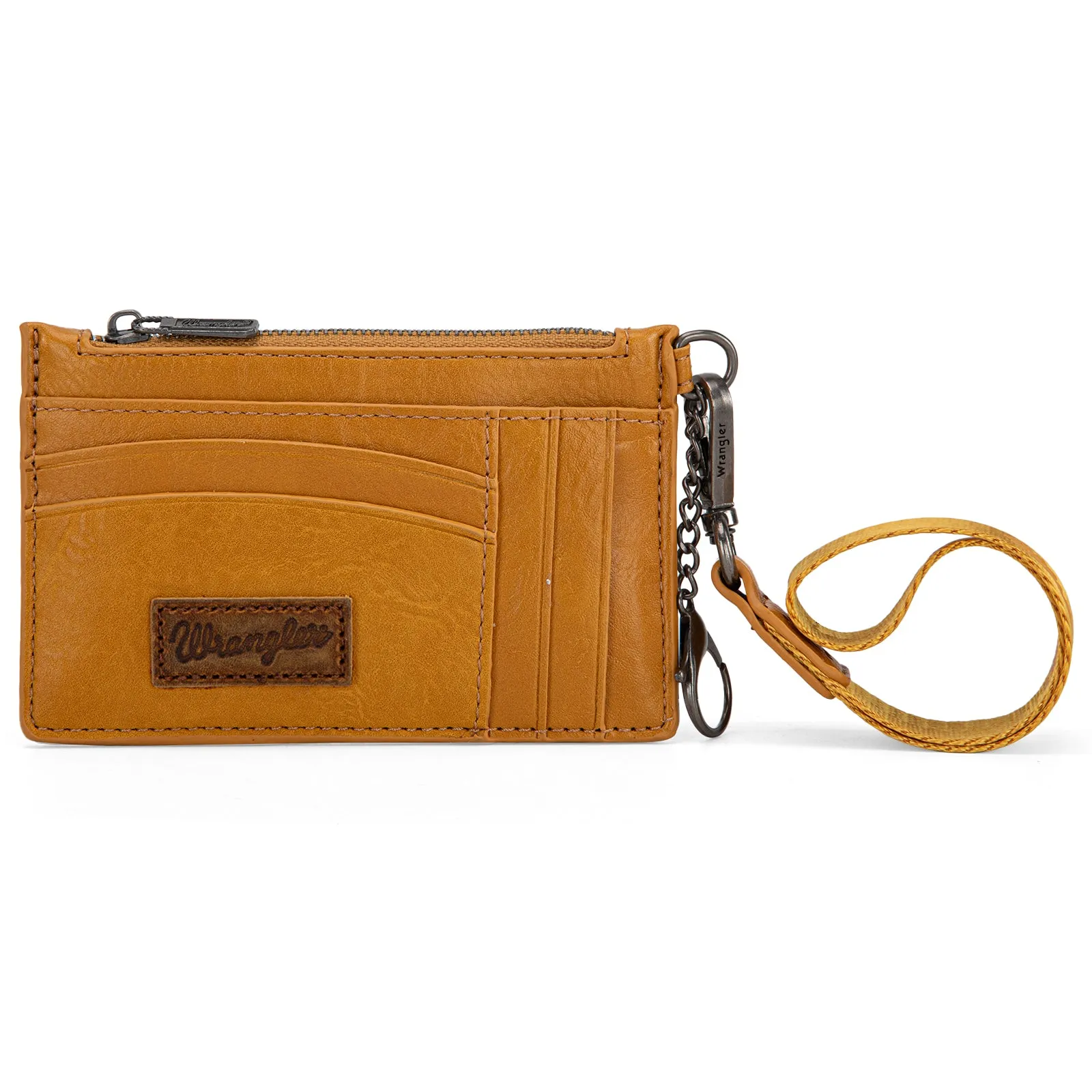 WG137-W009  Wrangler  Solid Color Key Chain Wristlet Card Wallet -Mustard