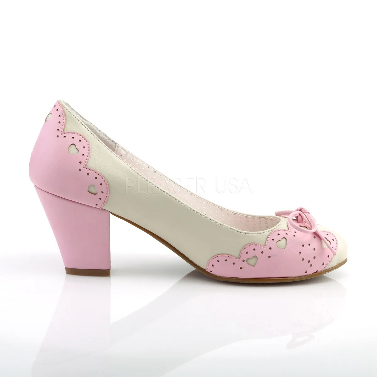 WIGGLE-17  Cream-Pink Faux Leather