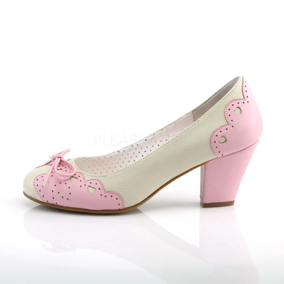 WIGGLE-17  Cream-Pink Faux Leather