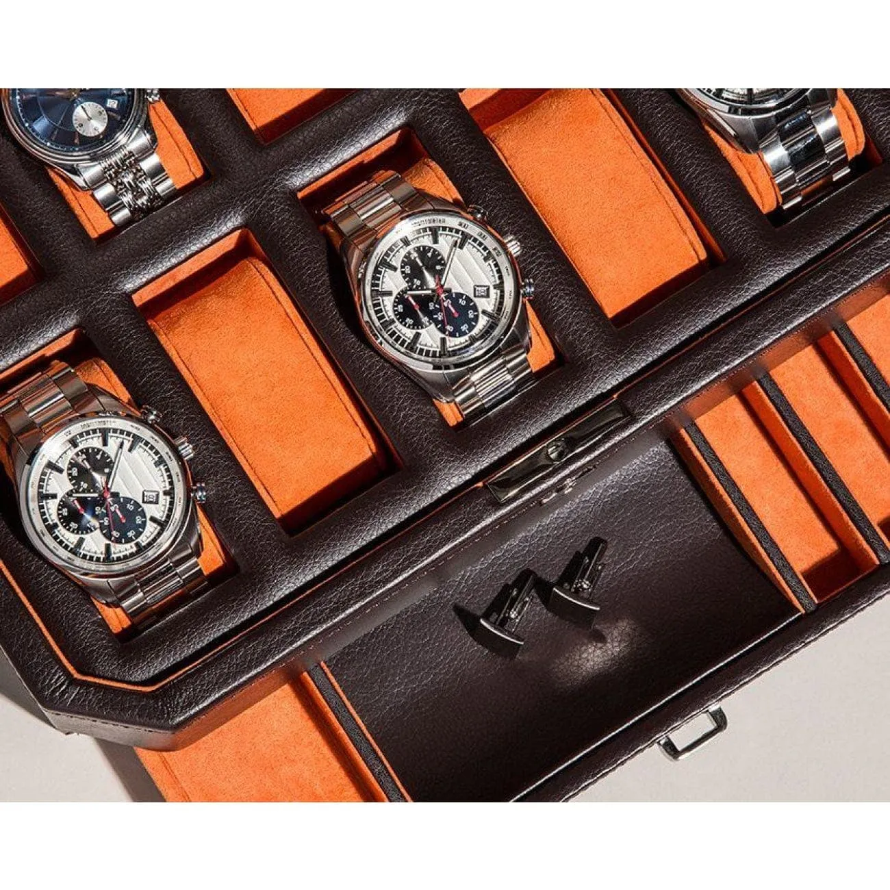 WINDSOR 10 PIECE WATCH BOX WITH DRAWER－ORANGE