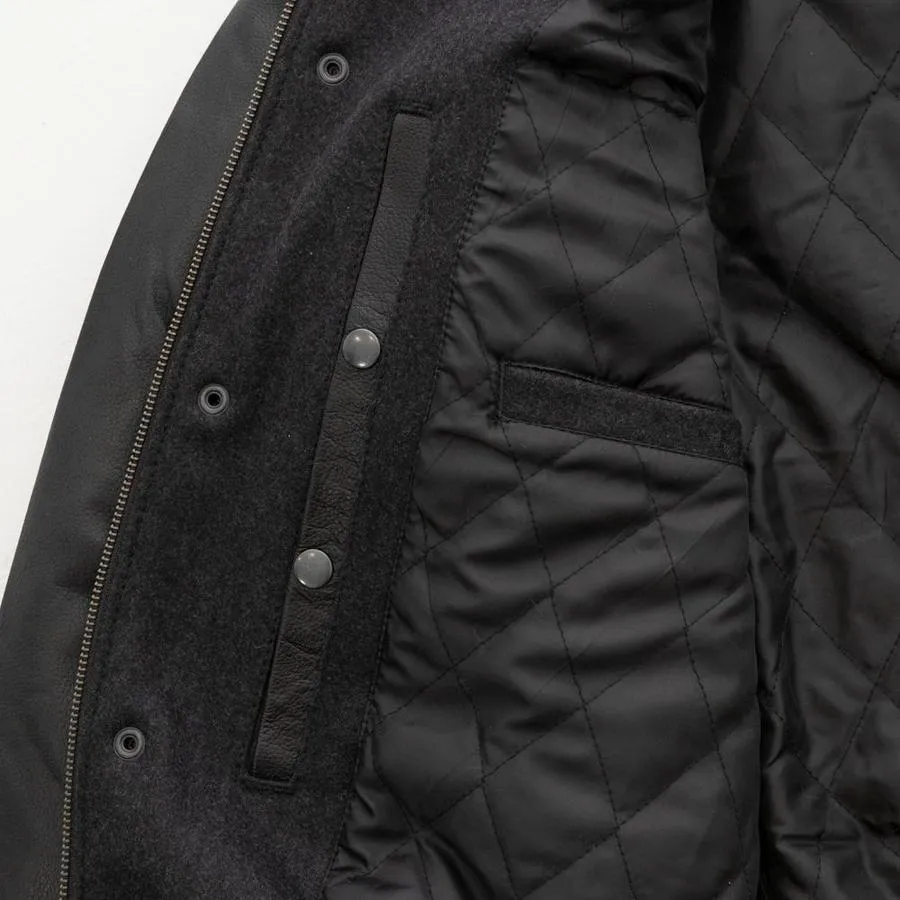 WMB2802BLACK VARSITY - MEN'S WOOLEN JACKET WITH LEATHER SLEEVES