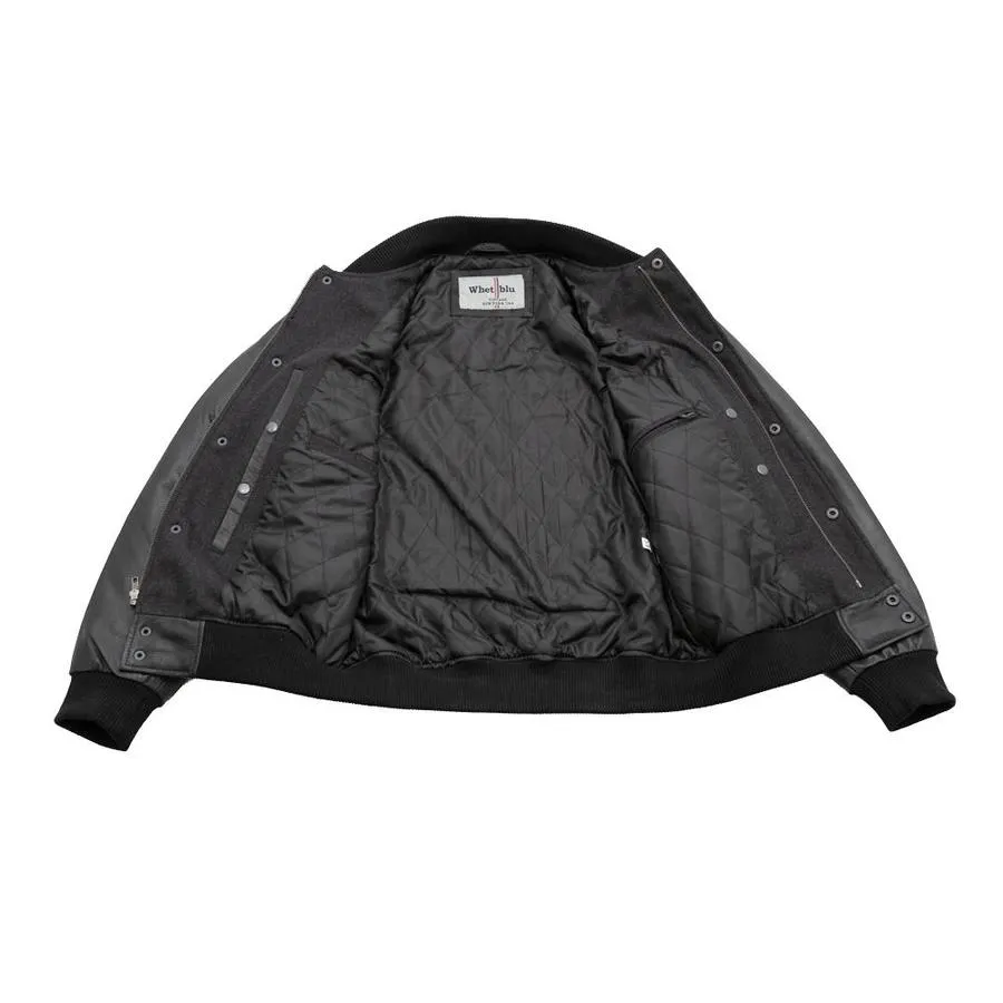 WMB2802BLACK VARSITY - MEN'S WOOLEN JACKET WITH LEATHER SLEEVES